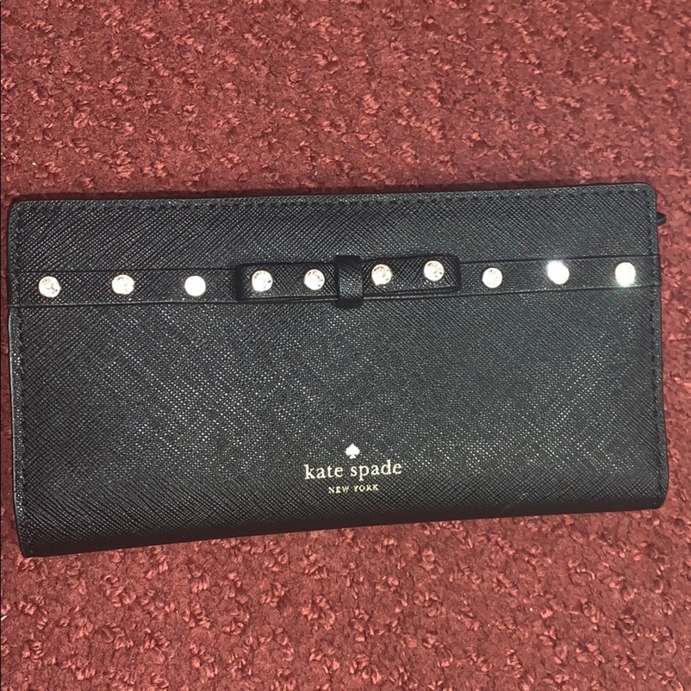 NWOT kate spade jeweled wallet | black